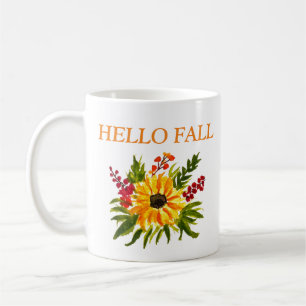 Taza De Café Watercolor Sunflowers Cute Otoño Rustic Fall