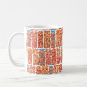 Taza De Café Watercolor tiki hawaii tótem sin inconvenientes