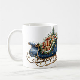 Taza De Café Watercolor Vintage Christmas Sleigh