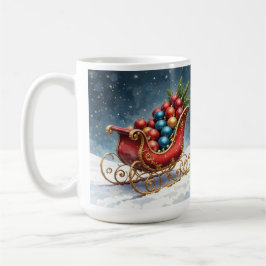 Taza De Café Watercolor Vintage Christmas Sleigh