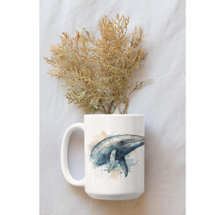 Taza De Café Watercolor Whale Wonder