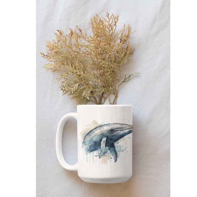 Taza De Café Watercolor Whale Wonder (Subido por el creador)