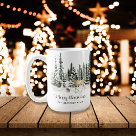 Taza De Café Watercolor Woodland Feliz Navidad