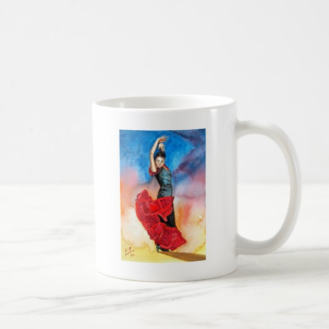 Taza De Café Watercolour del BAILARÍN del FLAMENCO (Derecha)