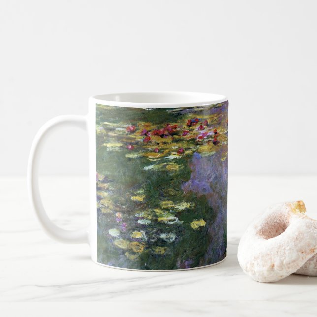 Taza De Café Waterlilies by Claude Monet, arte de la naturaleza (Con donut)