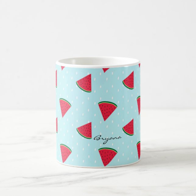Taza De Café Watermelon Blue Fun verano café personalizado Mug (Centro)