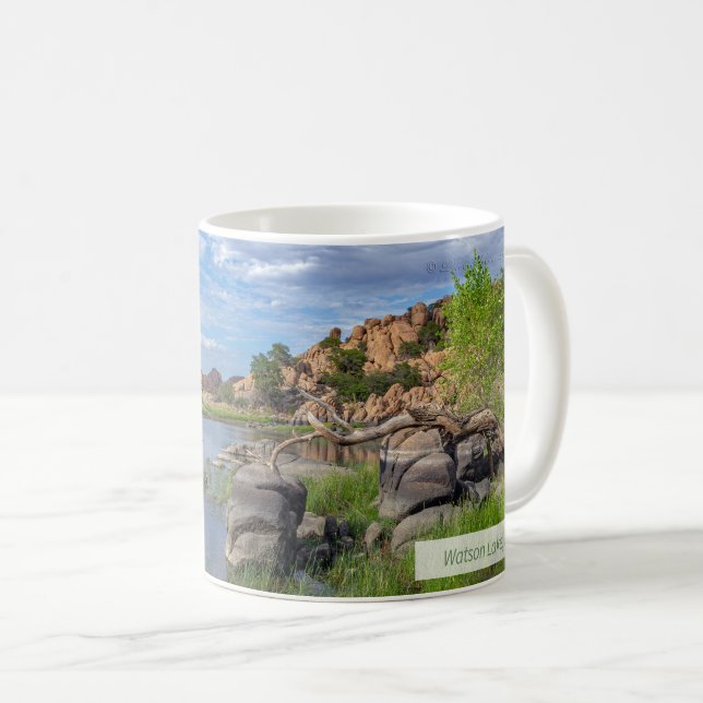Taza De Café Watson Lake Psalm 23:1,2 KJV (Anverso derecho)