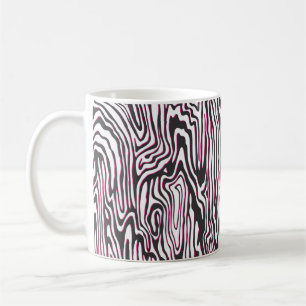 Taza De Café Wav de contorno blanco, negro y rosa inmaculado