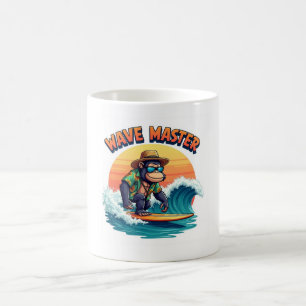 Taza De Café Wave Master 🦍 Funny Gorilla Surf Mug