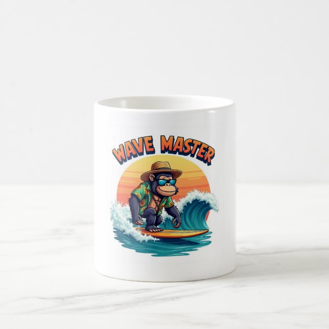 Taza De Café Wave Master 🦍 Funny Gorilla Surf Mug (Centro)