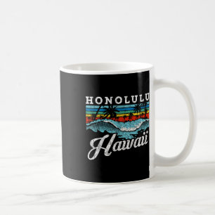 Taza De Café Waves Beach Honolulu Hawaii Summer Surfing Retro