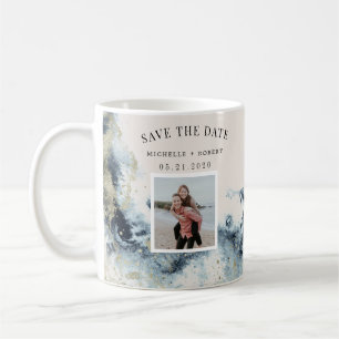 Taza De Café Waves De Agua Costera Guardar La Foto De Fecha