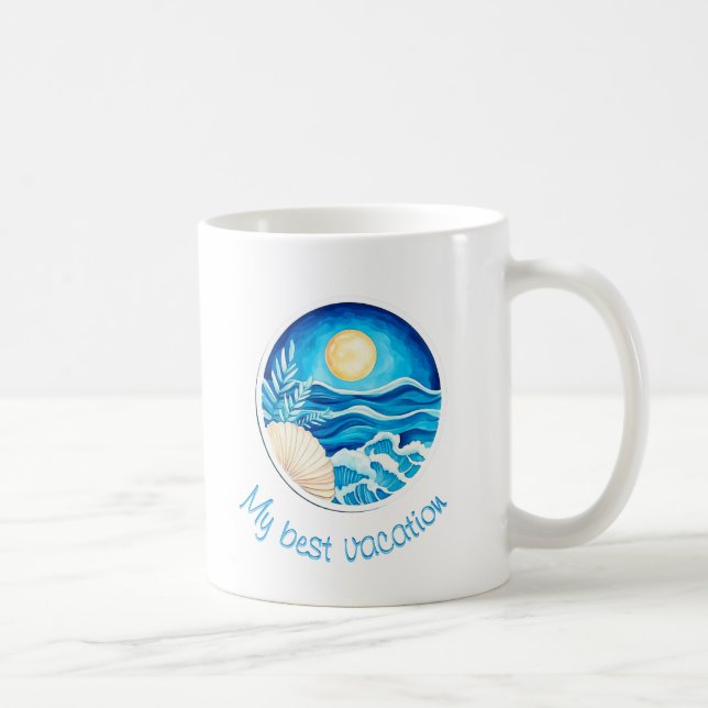 Taza De Café Waves, sun, shell (Derecha)