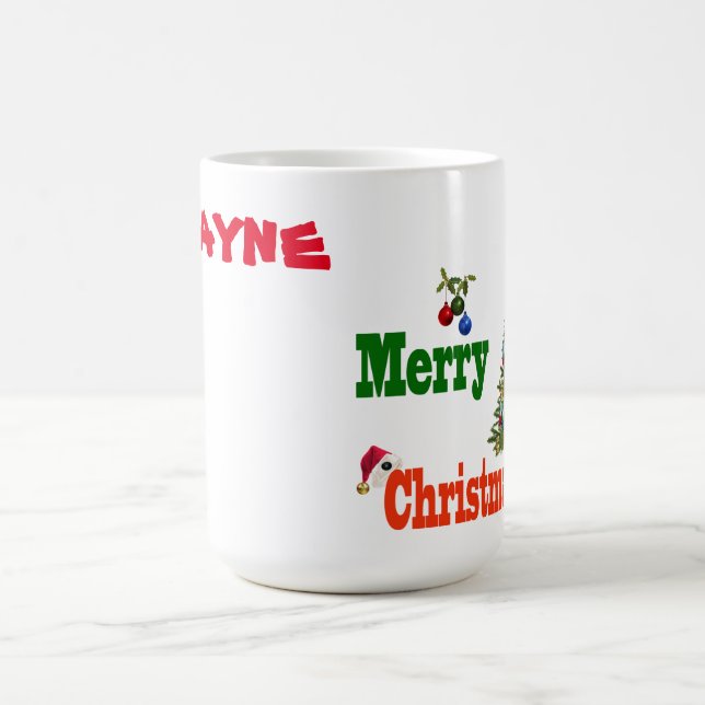 Taza De Café Wayne Nombre Con Tema De Navidades De Bolas De Cés (Centro)