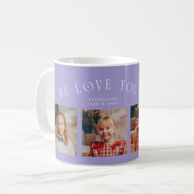 Taza De Café We Love You Grandma 4-Photo Lilac (Anverso izquierdo)