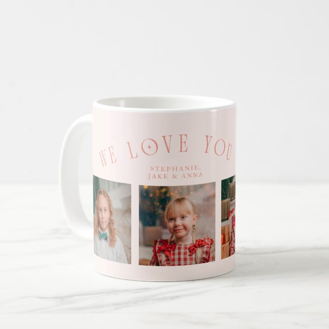 Taza De Café We Love You Grandma 4-Photo Peach (Anverso izquierdo)