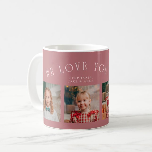 Taza De Café We Love You Grandma 4-Photo Pink (Anverso izquierdo)