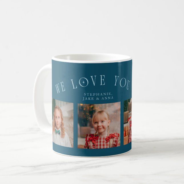 Taza De Café We Love You Grandma 4-Photo Teal (Anverso izquierdo)
