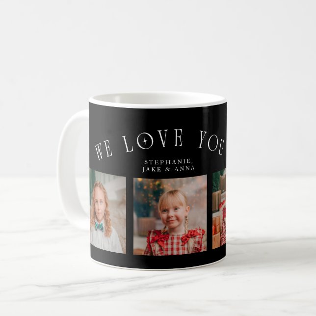 Taza De Café We Love You Grandpa 4-Photo Black (Anverso izquierdo)