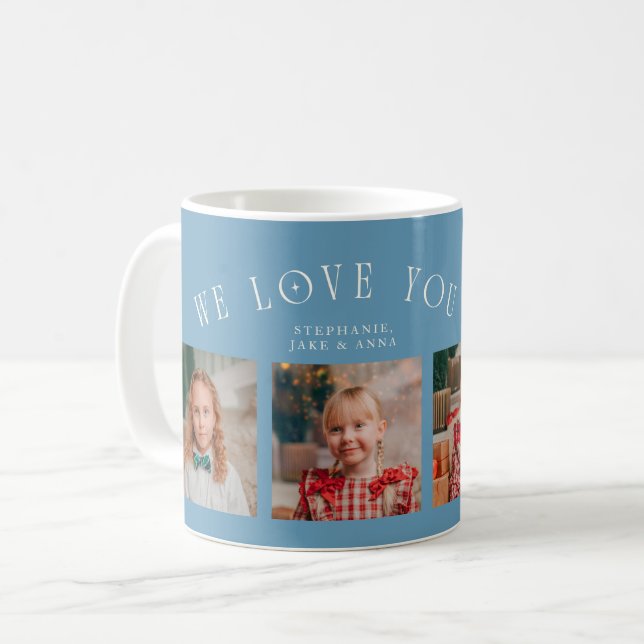 Taza De Café We Love You Grandpa 4-Photo Denim Blue (Anverso izquierdo)