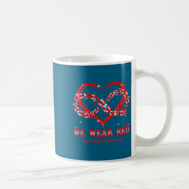 Taza De Café We Wear Red Butterfly Heart Heart Disease Awarenes (Derecha)