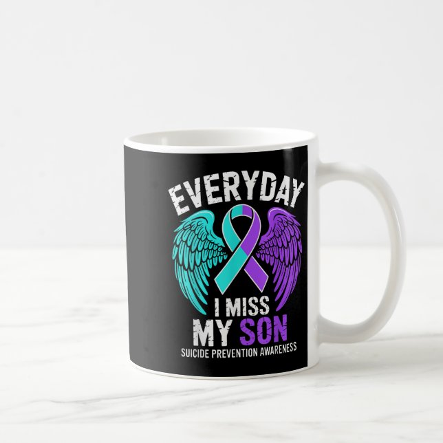 Taza De Café Wear Teal &amp; Purple I Miss My Son Suicide Preve (Derecha)
