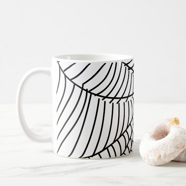 Taza De Café Web de araña blanca y negra (Con donut)