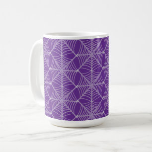 Taza De Café Webs de araña de Halloween en morado y blanco