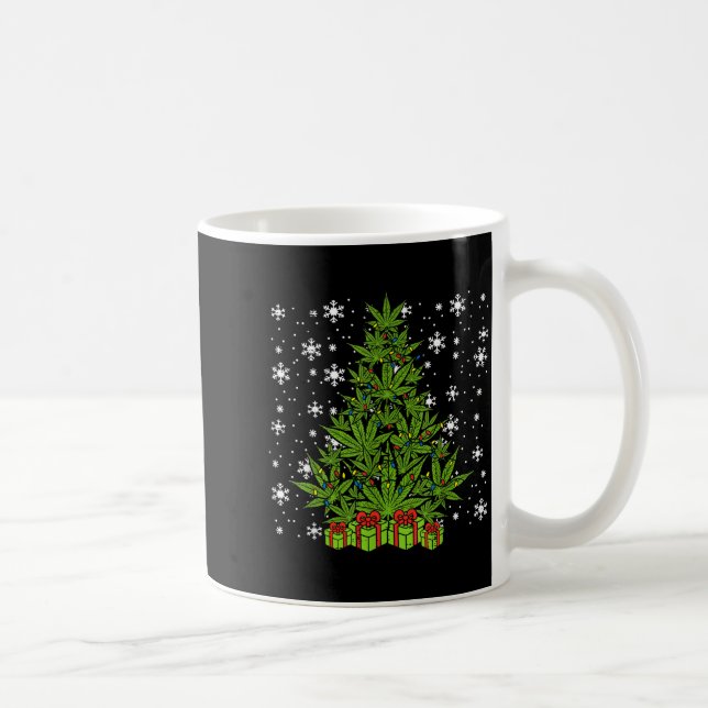 Taza De Café Weed Christmas Tree Funny Xmas T Men Women  (Derecha)