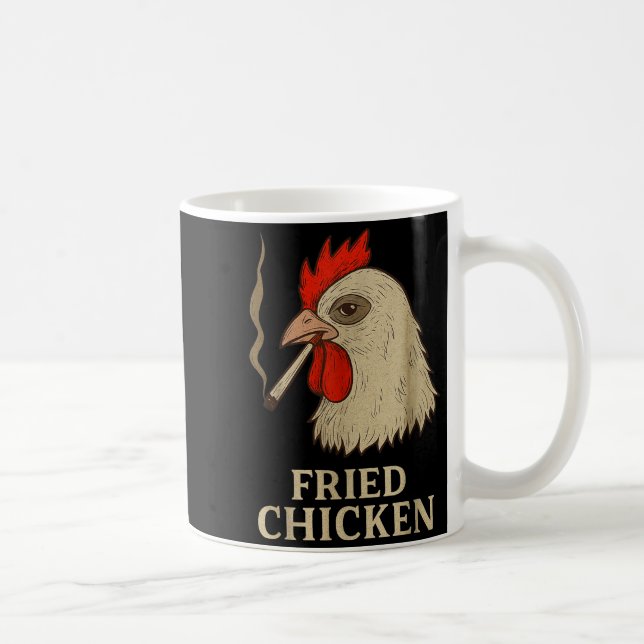 Taza De Café Weed Meme Funny Fried Chicken Smoking  (Derecha)