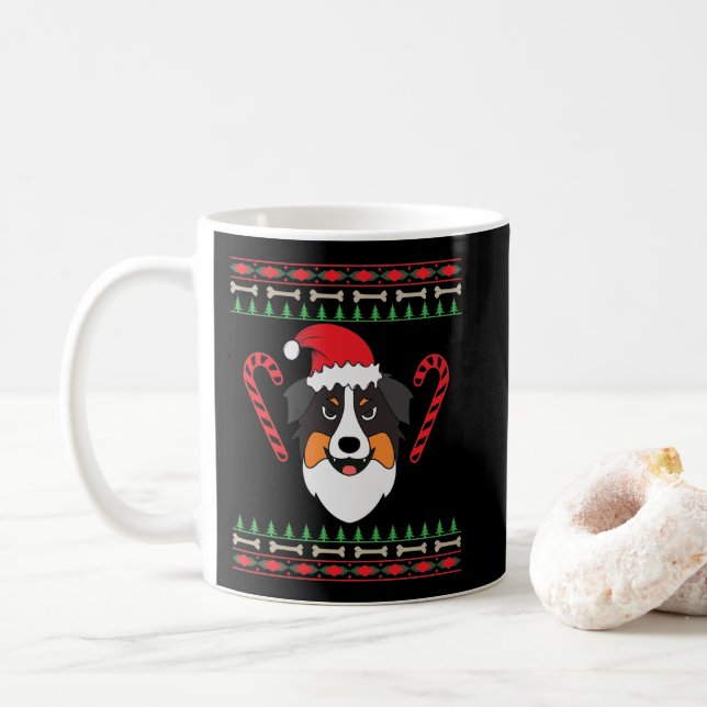 Taza De Café Weihnachten mit Australian Shepherd Hund (Con donut)