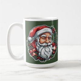 Taza De Café Weihnachtsmannkopf mit Kranz -