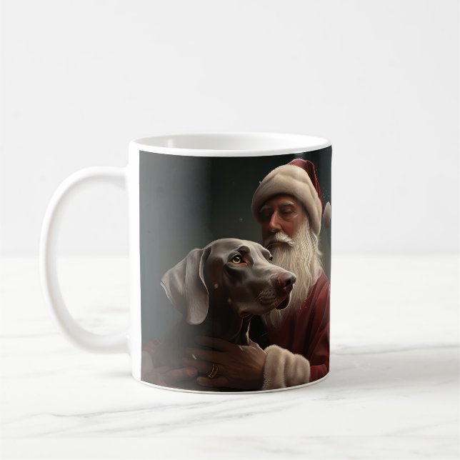 Taza De Café Weimaraner Con Navidades Festividades De Santa Cla (Izquierda)