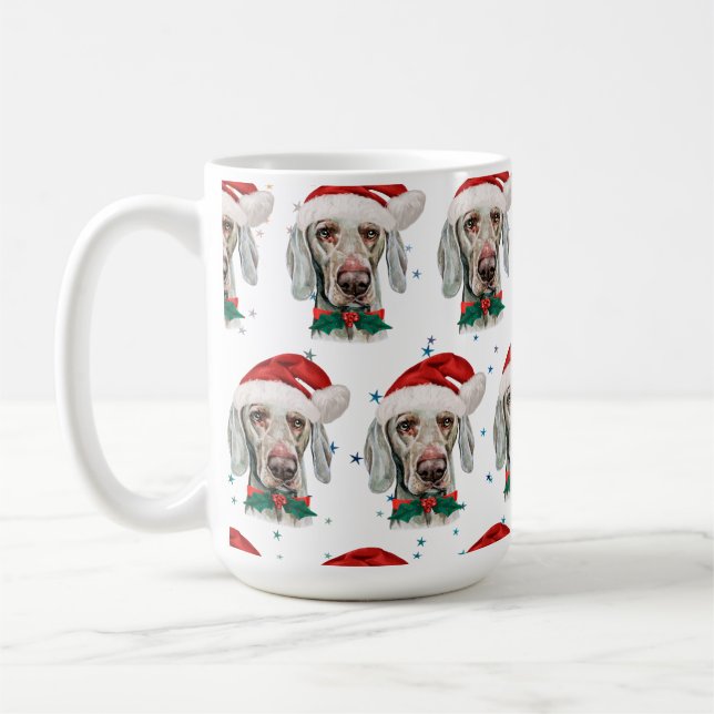 Taza De Café Weimaraner Dog Breed Christmas Stars (Izquierda)