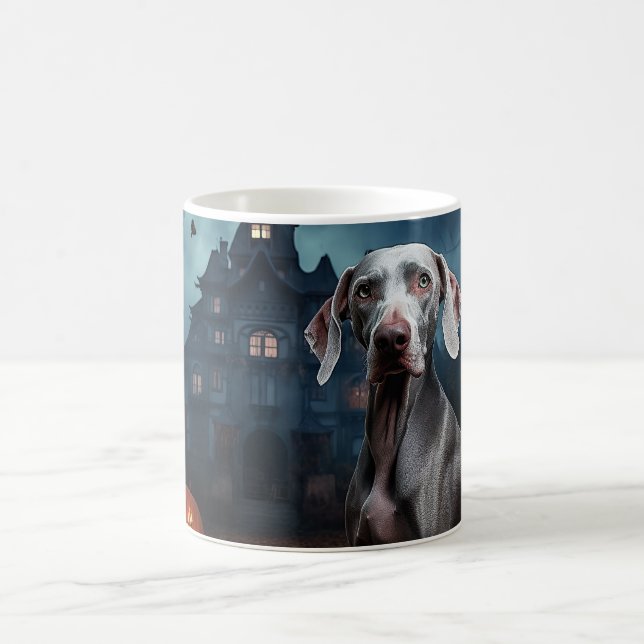 Taza De Café Weimaraner Halloween de terror (Centro)