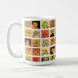 Taza De Café Weird Strange Cartoon Faces Color Squares