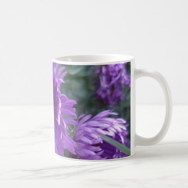 Taza De Café Weiße Tasse 330 ml mit Blumendruck lila (Derecha)
