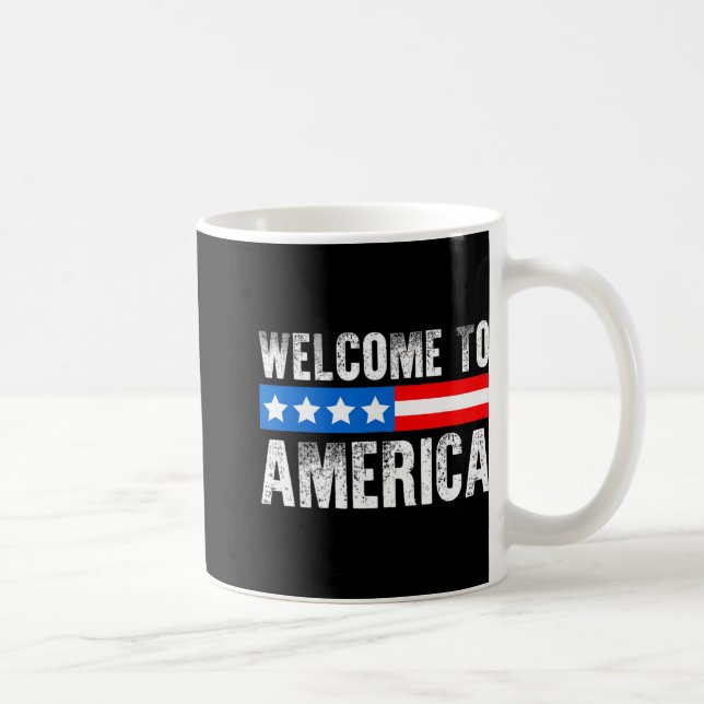 Taza De Café Welcome To America Patriotic Usa Flag New American (Derecha)