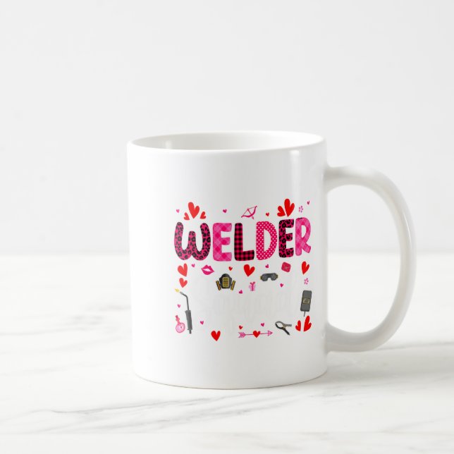 Taza De Café Welder Squad Cute Tools Hearts Costume Valentines  (Derecha)