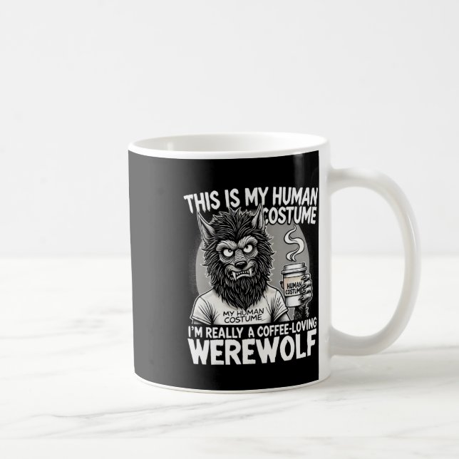 Taza De Café Werewolf Human Costume Funny Hallowe (Derecha)