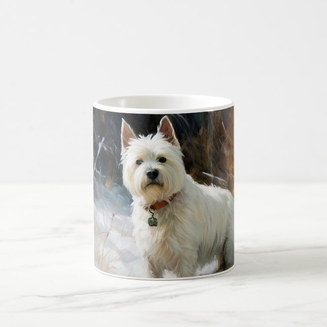 Taza De Café West Highland White Terrier deja que nieve Navidad (Centro)