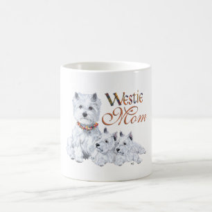 Taza De Café West Highland White Terrier Mamá y Cachorros