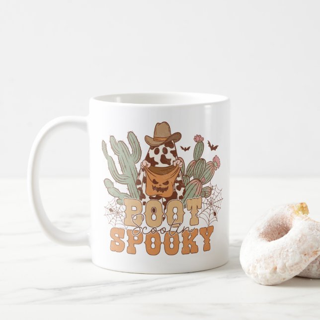 Taza De Café Western Cowboy Boot Scootin Spooky Halloween (Con donut)
