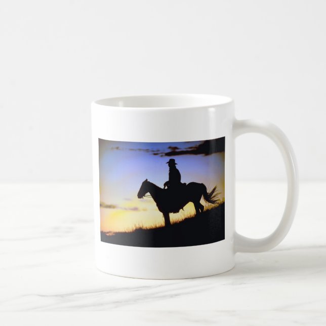 Taza De Café Western Cowboy Sunset Silhouette (Derecha)