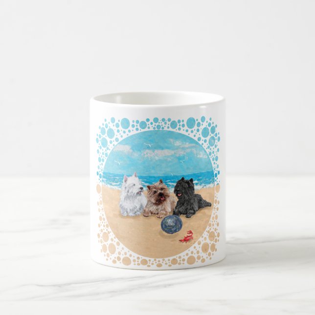 Taza De Café Westie con Cairn Terriers en la Playa (Centro)