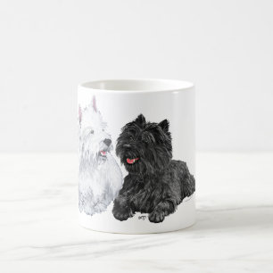 Taza De Café Westie con un Cairn Terrier negro