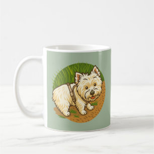 Taza De Café Westie feliz en el sendero natural