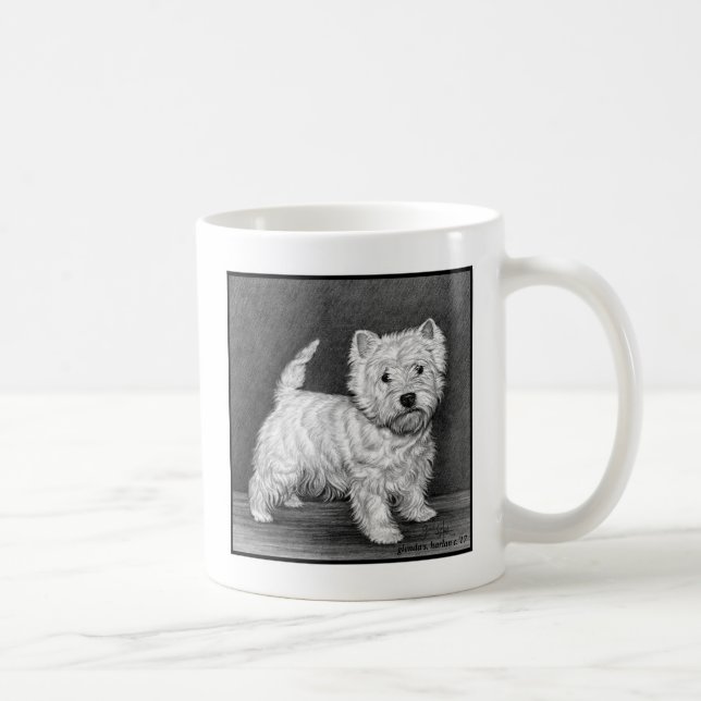 Taza De Café Westie Terrier Art de Glenda S. Harlan (Derecha)