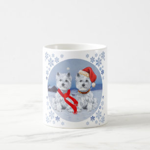 Taza De Café Westies gemelos en una noche invernal