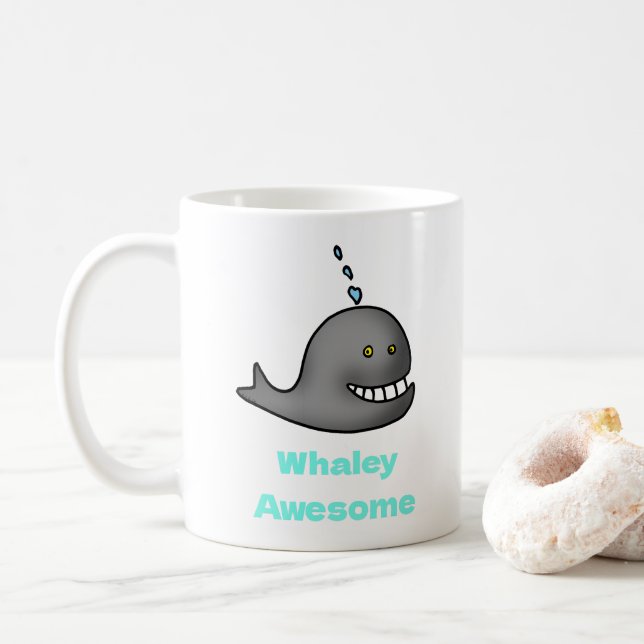 Taza De Café Whaley Awesome Funny Whale Pun Design (Con donut)